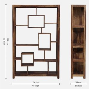 Bibliothèque contemporaine Watkins en bois de Sesham avec finition rustique en teck pour la décoration du salon - Product Image 2