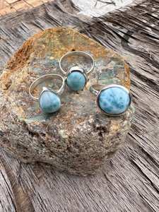 Bague en argent sterling 925 avec pierre précieuse Larimar naturelle, faite à la main, design personnalisé, bijoux fins, vermeil, vente en gros - Product Image 3