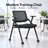 Chaise de formation mobile commerciale en maille avec roulettes, chaise de bureau pliable pour salle de formation, salle de conférence, salle de classe