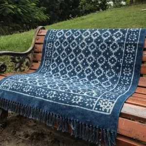 Винтажные коврики Kilim, в стиле бохо, синяя Индиго, ручной работы, индийские коврики для многоцелевого использования