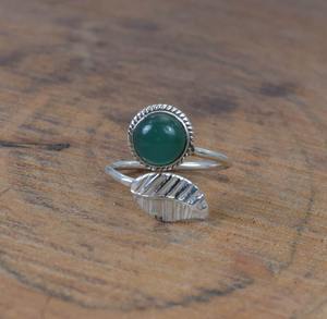 Bague classique bijoux pour femmes argent Boho Style bijoux 925 argent Sterling vert Onyx pierres précieuses bague à la main cadeau pour femme - Product Image 2