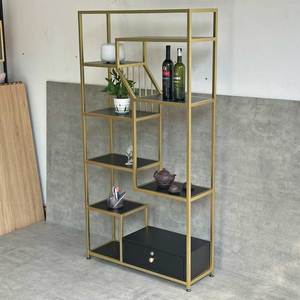 KTB137 Decorative <b>Shelf</b> Featuring Iron Frame and Rubber Wood for Living Room - Product Image 4