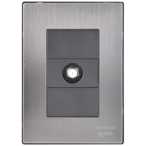 Plaque murale pour câble d'antenne, MXIIN-001, 1 pièce, prise coaxiale, argent/oxford, acier inoxydable/PC. - Product Image 1