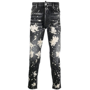 Pantalones negros rasgados de algodón personalizados al por mayor, pantalones vaqueros ajustados con estilo desgastados para hombre, pantalones vaqueros elásticos para niño para hombre - Product Image 1