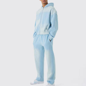 Conjunto Deportivo Unisex Personalizado con Bolsillos, Pantalones Deportivos y Chaqueta con Cremallera, Estampado con Efecto Ácido, con Capucha, para Venta al Por Mayor para Propietarios de Marcas - Product Image 6