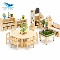 Juego de Mesa y Sillas Redondas de Madera Montessori con 6 Sillas para Preescolar, Jardín de Infancia, Guardería, Aulas, Niños