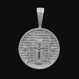 Nuevo collar con colgante de Hip Hop Iced Out Moissanite, collar con colgante redondo de diamante para hombres, joyería fina - Product Image 1