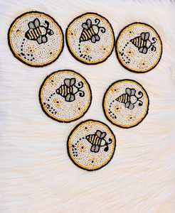 Handmade Beaded <b>Coasters</b> - Boho <b>Drink</b> <b>Coasters</b> with Polyester Backing (4x4 Inch) - Product Image 1