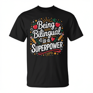 Ser Bilingüe Es una Superpoderación, Camiseta de Profesor de Inglés como Segunda Lengua, Camiseta Promocional con Temática de Superhéroes - Product Image 2