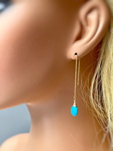 Nouvelle conception de très haute qualité belle boucle d'oreille en pierre précieuse turquoise en argent sterling 925 pour femmes à prix abordable - Product Image 2