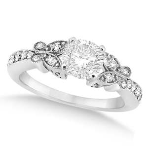14K White Gold <b>Fine</b> <b>Jewelry</b> <b>Set</b> Round Diamond Butterfly Design Bridal Ring (1.21ct) - Product Image 4