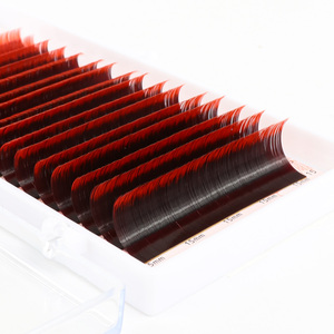 Extensiones de pestañas súper densas Ombre Red, precio directo de fábrica, ligero BC Curl, venta al por mayor, accesorio para pestañas - Product Image 1