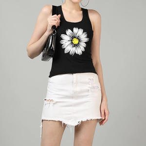 Camiseta sin mangas personalizada para mujer, camiseta sin mangas lisa con patrón sólido, servicio OEM, camisetas de longitud corta estampadas - Product Image 1