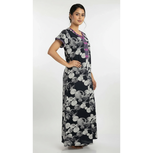 Camisón Largo Cómodo para Mujer, Tejido de Alta Calidad, Mangas Cortas, Largo Completo, con Bolsillo Lateral, Ropa de Dormir para Dama - Product Image 5