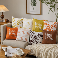 Funda de Almohada Decorativa con Hojas Verde Oliva, Funda de Cojín Decorativa Geométrica de Poliéster Suave para Sofá