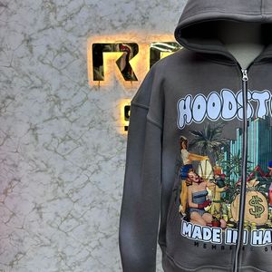 Haut fabricant client le plus demandé fermeture éclair sweat à capuche bouffée imprimé fabriqué en usine pas cher prix sweats à capuche hommes sweats à capuche - Product Image 4