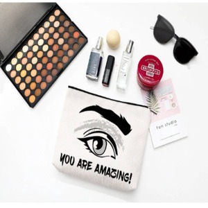 กระเป๋าเครื่องสำอางผ้าใบผ้าฝ้ายธรรมชาติเป็นมิตรกับสิ่งแวดล้อมกระเป๋าเครื่องสำอางขนาดเล็กสำหรับการเดินทางกระเป๋าซิปสำหรับบรรจุภัณฑ์ความงาม - Product Image 1