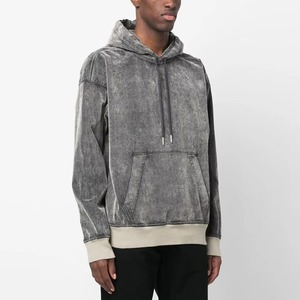 Sweat à capuche surdimensionné de haute qualité pour hommes, poids lourd, tissu mélangé, motif solide, nouvelle conception d'automne, sweats à capuche OEM ODM - Product Image 4