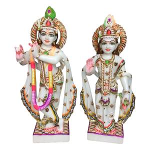 Estatua de Radha Krishna de mármol de Vietnam blanco puro de alta calidad, diseño de escultura para adoración espiritual, artesanías de piedra Radha Krishna - Product Image 1
