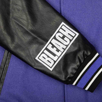 Blouson universitaire pour homme Ichigo Kurosaki Anime, en toile, col montant, noir et violet, personnalisable, style streetwear, bomber de baseball