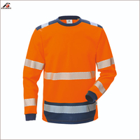 Camiseta de Trabajo de Manga Larga de Poliéster Transpirable de Alta Visibilidad con Franjas Reflectantes para Seguridad en la Construcción