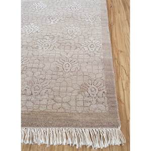 พรมขนสัตว์และไหมถักมือสีโรสเบจและสีน้ำตาลลายเรขาคณิตทรงสี่เหลี่ยมผืนผ้าสำหรับห้องนั่งเล่นและทางเดิน-Enr-1659 - Product Image 4