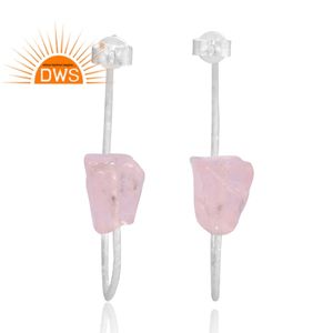Conception chaude 925 argent Sterling naturel Rose Quartz pierres précieuses boucle d'oreille bijoux personnalisés pour les femmes cadeau pour elle - Product Image 2