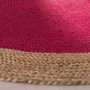 Handwoven Jute <b>Boho</b> Vintage Braided Reversible Area <b>Rug</b> Eco-Friendly Yellow Beige Round <b>Rug</b> for Bedroom Floor Home Use - Product Image 2