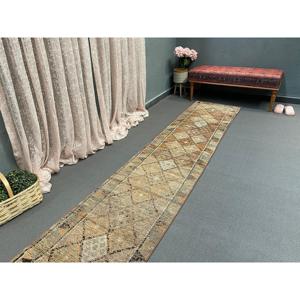 2.1x12 ft Turkish Vintage <b>Rug</b>, <b>Runner</b> <b>Rug</b>, Brown Herki Floral <b>Rug</b> - Product Image 5