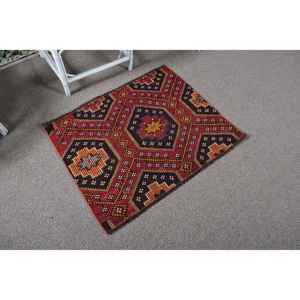 Tapis turc vintage 2,4x3,2 pieds, tapis oriental en laine rouge - Product Image 1