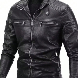 Vestes en cuir de vachette de haute qualité pour l'hiver, style formel, avec col montant, logo placé sur le devant, teinture de vêtement, imperméables et écologiques - Product Image 1