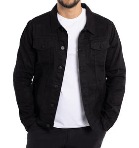 2025 nouveauté mode Streetwear Denim veste haute qualité conception personnalisée hommes déchiré bouton avant Denim noir jean veste - Product Image 2