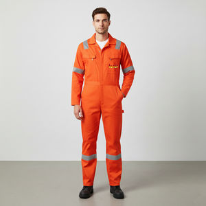 Combinaison haute visibilité adaptée aux lieux de travail intérieurs et extérieurs, combinaison haute visibilité, vêtements de travail industriels modernes, combinaison industrielle - Product Image 1