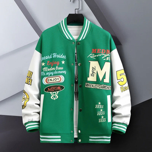 Chaquetas de Béisbol Personalizadas con Bordado Chenille, Chaquetas de Béisbol para Hombre de Lana y Lona, Cuello Alto, Impermeables y Transpirables - Product Image 5