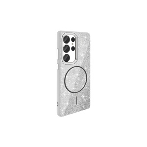 Coque de luxe Netzy en silicone blanc avec paillettes pour chargement sans fil MagSafe, compatible Samsung Galaxy S25 Ultra, finition électroplaquée - Product Image 1