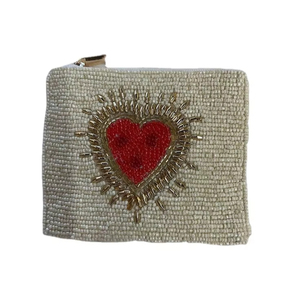 Broderie à la main élégante et à la mode nouveau design mignon perlé coeur belle pochette à monnaie Saint Valentin meilleurs cadeaux pour les filles - Product Image 1