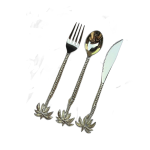 Venta al por mayor de lujo, cubiertos de acero inoxidable chapados en tono dorado, vajilla para fiestas, restaurante, juegos de cubiertos modernos para boda - Product Image 2