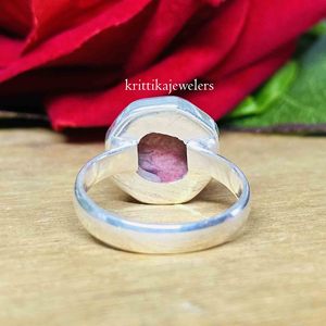 925 Sterling Silver <b>Statement</b> <b>Ring</b> for Women Handmade Healing Crystals Jewelry Bezel Setting Classic Style Perfect Gift for Her - Product Image 3