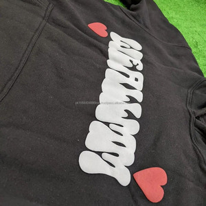 เสื้อฮู้ดสีดำสำหรับผู้ชายผ้าคอตตอนปักลาย500gsm 100% สำหรับฤดูหนาวกำหนดโลโก้ได้เอง - Product Image 2