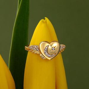 Jeulia Custom Moon Star Wing Heart Locket <b>Ring</b>-Fashion <b>Ring</b> - Product Image 5