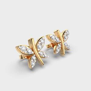 Pendientes de Diamantes Redondos Cultivados en Laboratorio con Certificación IGI, Oro Amarillo/Blanco/Rosa de 14K, Pendientes de Diamantes de Diseño - Product Image 3