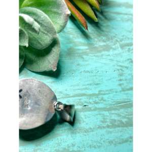 Peggy Skeets Blue Moon Turquoise & Sterling <b>Silver</b> Pendant with Bezel Setting Inlay Technology - Product Image 5