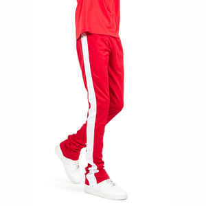 Pantalon de survêtement en coton éponge 100% décontracté pour hommes Pantalon empilé de couleur unie Élastique en détresse Flare personnalisé Léger pour ourlet brut - Product Image 3