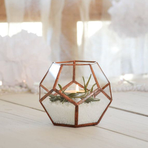 Terrario de cristal chapado en oro de alta calidad, jarrón de cristal con forma geométrica de tamaño personalizado, decoración de sala de estar de estilo moderno - Product Image 6