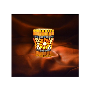 Conception personnalisée disponible bougeoir en verre mosaïque photophore à bas prix bocal à bougie en verre pour décoration de mariage - Product Image 1