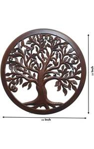 WoodIdea Sculpture murale décorative en bois sculpté à la main, style antique, or, taille 22x22 pouces (couleur marron) - Product Image 3