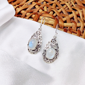 มูนสโตน อัญมณี 925 ต่างหูเงินสเตอร์ลิง ของขวัญสําหรับงานหมั้น - Product Image 2