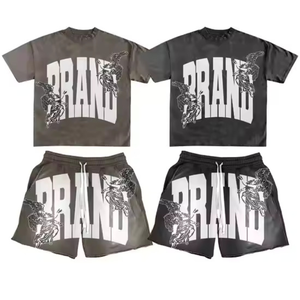 2025 Hot Sale Custom Heavyweight Acid Wash T-Shirt Breathable 2-<b>PC</b> Men's Shorts <b>Set</b> Premium Quality for Summer - Product Image 1