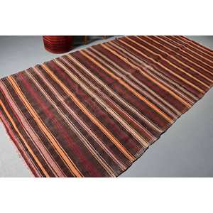 Tradicional marrón naranja 5,4X11,5 pies lana tejido plano sala de estar alfombra clásica Vintage turco Patchwork alfombras respaldo de látex - Product Image 2