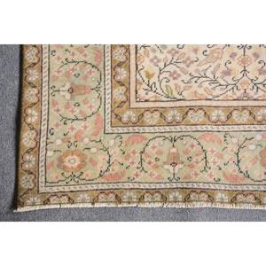 Vintage Turkish <b>Rug</b> Classic Beige 6.3 X 9.3ft Handmade Wool Patchwork Design Latex Backing for <b>Bedside</b> Rectangle Hallway Pattern - Product Image 5